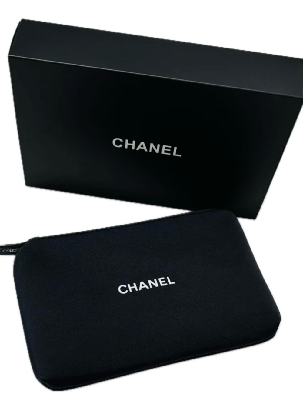 Authentic Chanel GWP Black Cosmetic/Makeup Bag Clutch, In Original Box